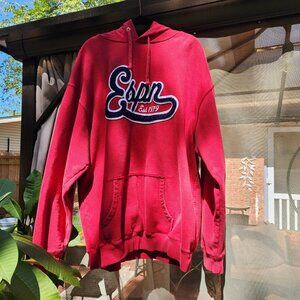 Vintage 90's ESPN Network MLB, NFL, NBA Sports Red Sweatshirt Hoodie Size XXL.